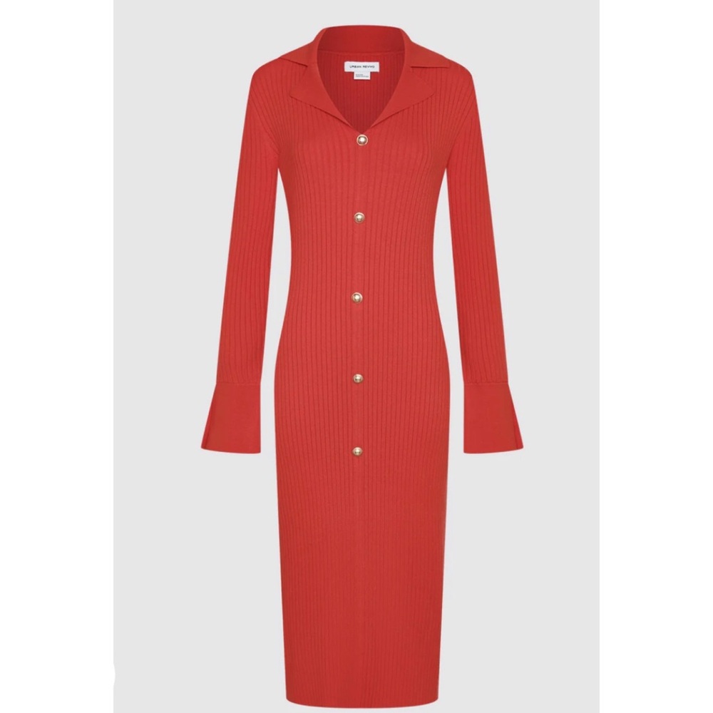 Urban Revivo Red Knit Midi Dress
